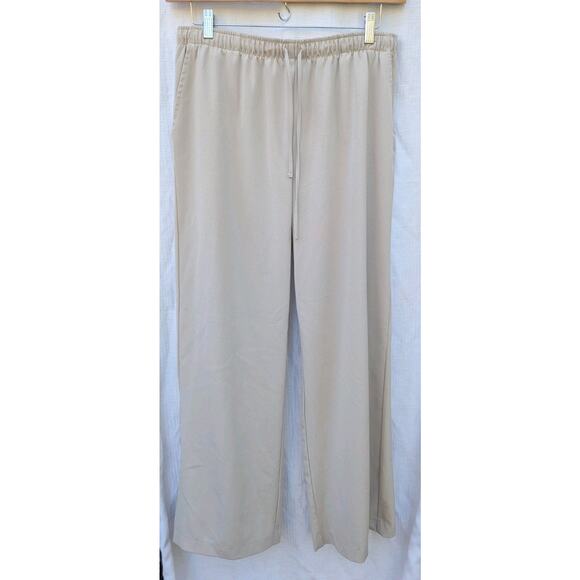Lefties Women's Wide Leg Lounge Pants Sz XL Drawstring Cream Comfort Athleisure - Picture 1 of 5